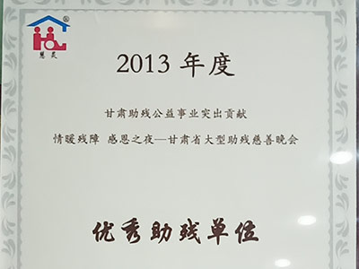 2013年度甘肃助残公益事业突出贡献奖